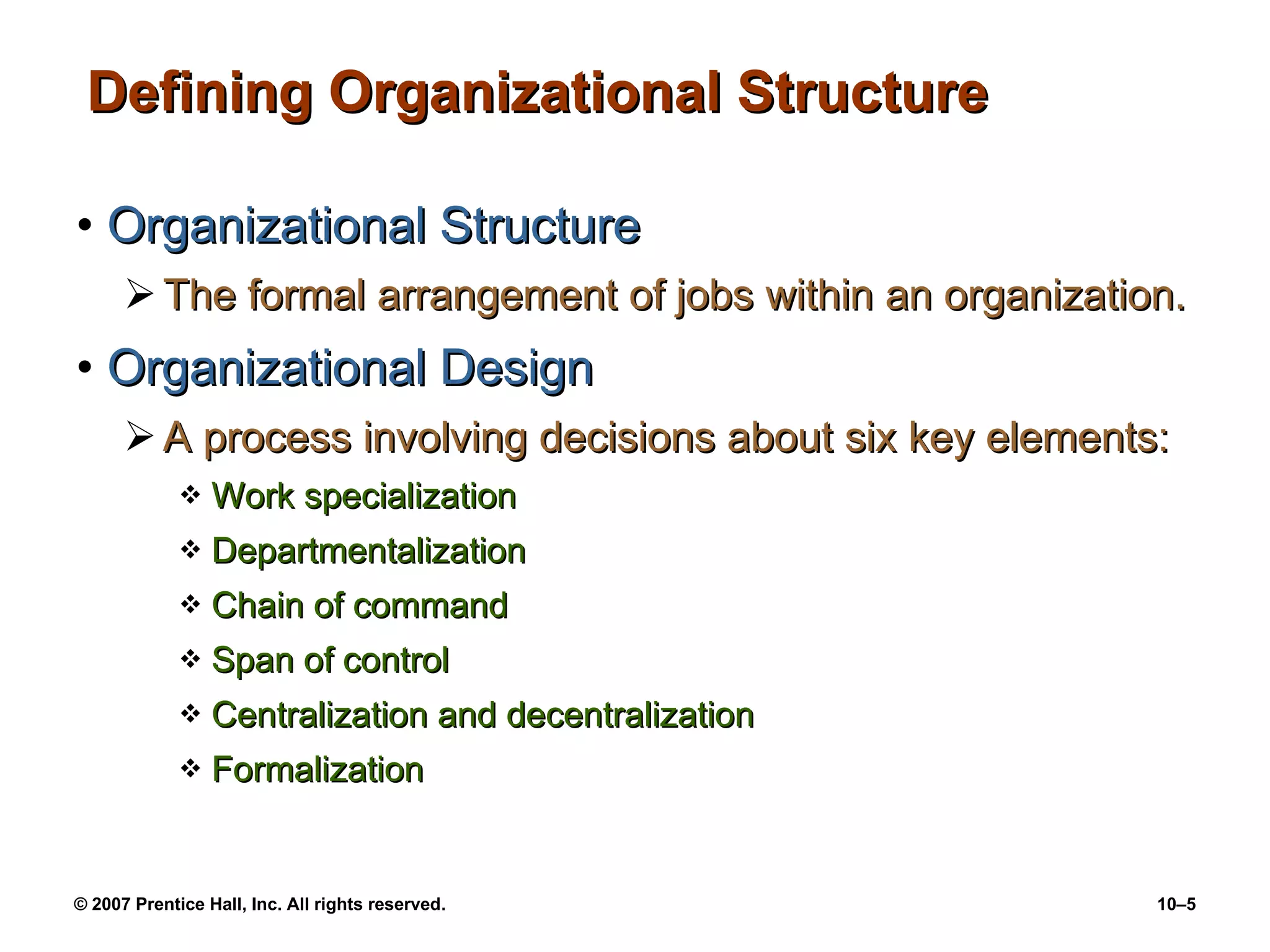 Chapter 10 Organizational Structure And Design Ppt10 | PPT
