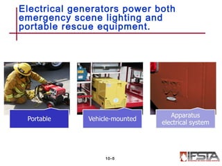 Electrical generators power both
emergency scene lighting and
portable rescue equipment.
10–5
 
