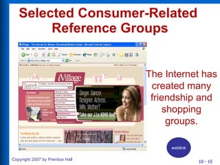 Selected Consumer-Related  Reference Groups The Internet has created many friendship and shopping groups. weblink 