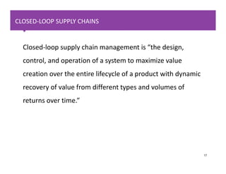 Vrije Universiteit Amsterdam
CLOSED-LOOP SUPPLY CHAINS
CLOSED-LOOP SUPPLY CHAINS
17
Closed-loop supply chain management is...