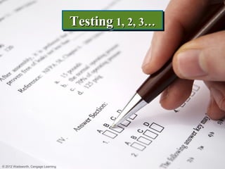 Testing 1, 2, 3…
                                     Testing 1, 2, 3…




© 2012 Wadsworth, Cengage Learning
 