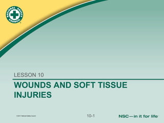 © 2011 National Safety Council
WOUNDS AND SOFT TISSUE
INJURIES
LESSON 10
10-1
 