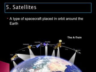  A type of spacecraft placed in orbit around the
Earth
 