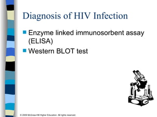 Diagnosis of HIV Infection Enzyme linked immunosorbent assay (ELISA) Western BLOT test 
