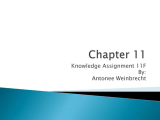 Chapter 11 Knowledge Assignment 11F By: Antonee Weinbrecht 