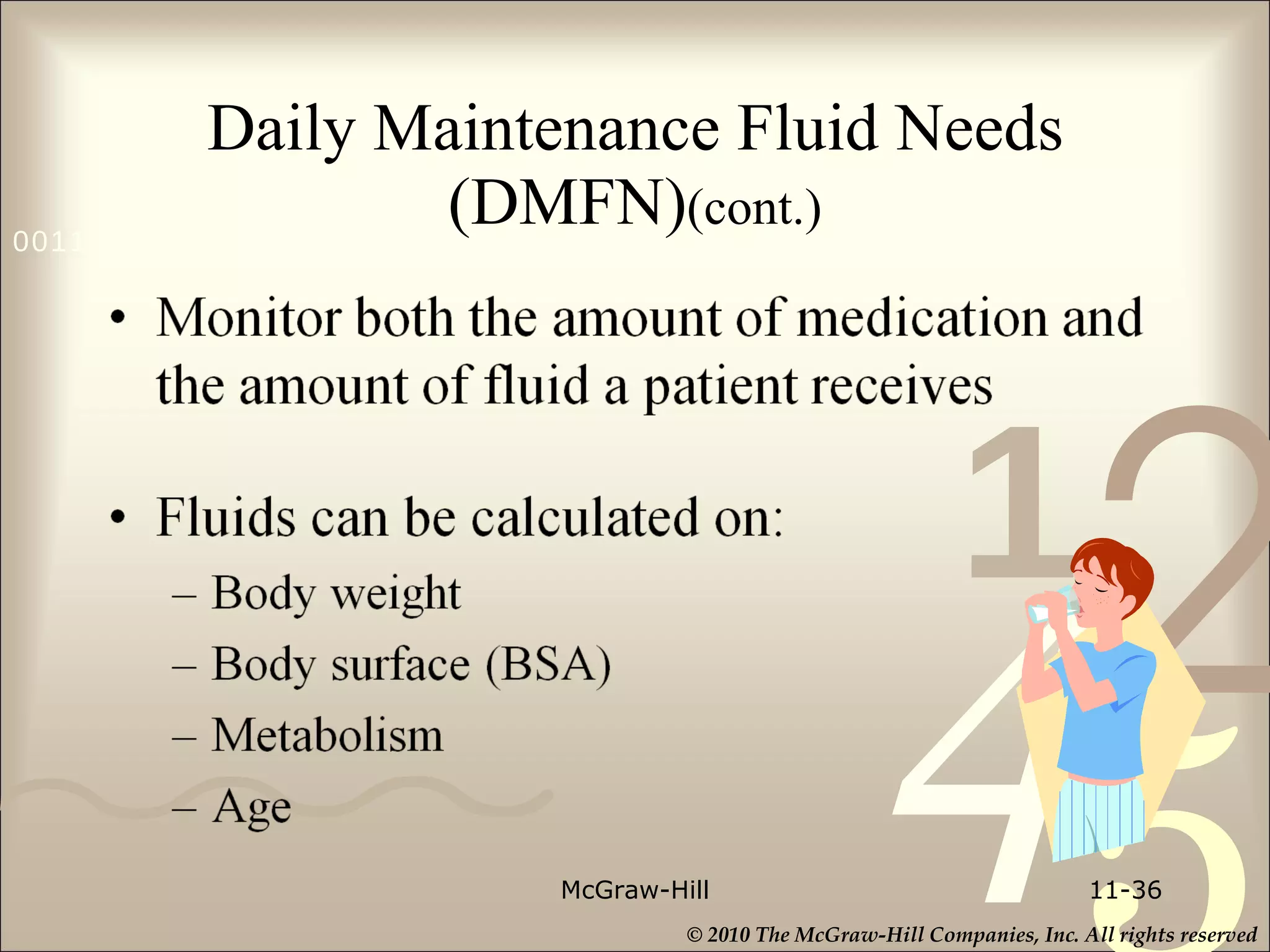 Daily Maintenance Fluid Needs (DMFN) (cont.) McGraw-Hill 11- 