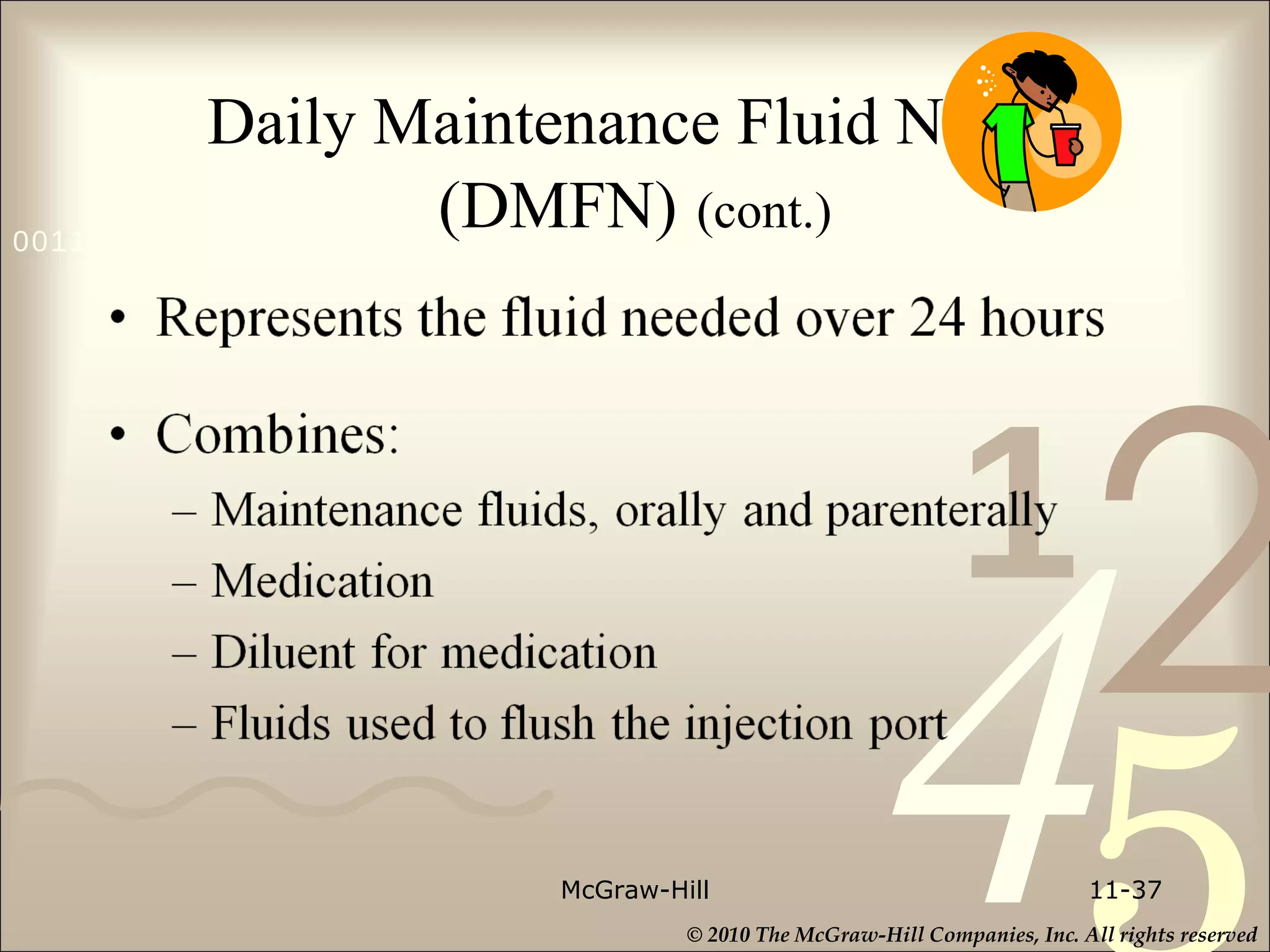 Daily Maintenance Fluid Needs (DMFN)   (cont.) McGraw-Hill 11- 