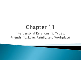 Chapter 11 Interpersonal Relationship Types:  Friendship, Love, Family, and Workplace 