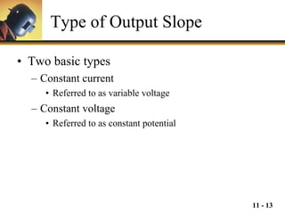 Type of Output Slope Two basic types Constant current Referred to as variable voltage Constant voltage Referred to as constant potential 