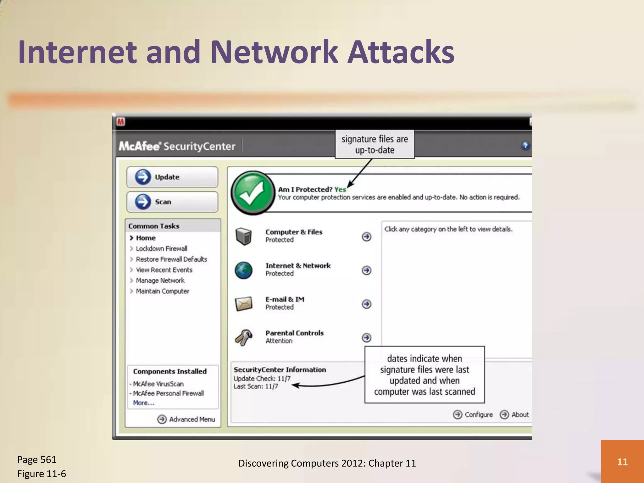 Internet and Network Attacks




Page 561      Discovering Computers 2012: Chapter 11   11
Figure 11-6
 