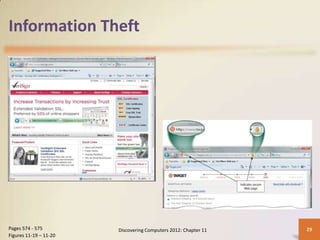 Information Theft




Pages 574 - 575         Discovering Computers 2012: Chapter 11   29
Figures 11-19 – 11-20
 