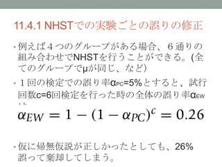 11.4.1 NHSTǤΌgYȤ`
? УĤΥ`פϡͨ
MߺϤ碌NHSTФȤǤ롣(ȫ
ƤΥ`פǦ̤ͬʤɣ
? ؤΗʶǤ`ʦPC=5%Ȥȡԇ
c=6ؗʶФärȫ`ʦEW

? ˎohäȤƤ⡢26%
`äƗȴƤޤ
 