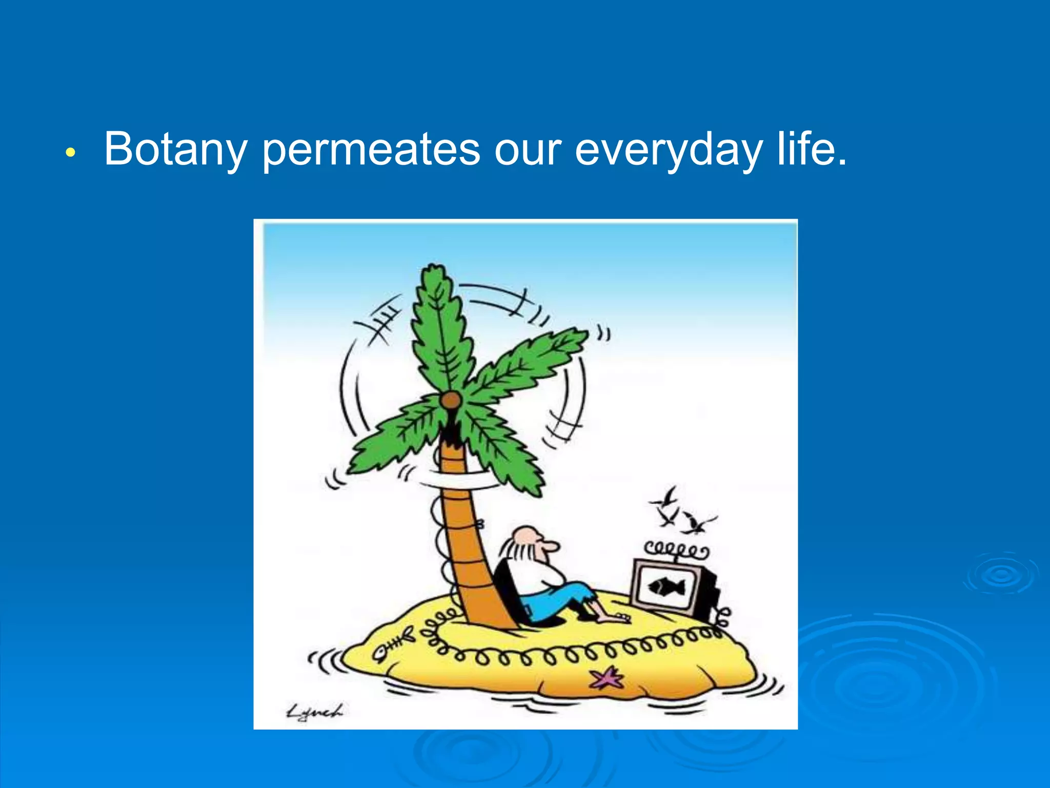 • Botany permeates our everyday life. 
 
