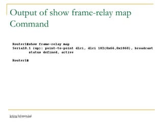 Release 16/07/2009Jetking Infotrain Ltd.
Output of show frame-relay map
Command
 