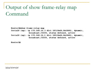 Release 16/07/2009Jetking Infotrain Ltd.
Output of show frame-relay map
Command
 