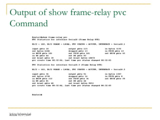 Release 16/07/2009Jetking Infotrain Ltd.
Output of show frame-relay pvc
Command
 
