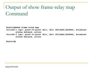 Release 16/07/2009Jetking Infotrain Ltd.
Output of show frame-relay map
Command
 