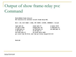 Release 16/07/2009Jetking Infotrain Ltd.
Output of show frame-relay pvc
Command
 