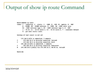 Release 16/07/2009Jetking Infotrain Ltd.
Output of show ip route Command
 