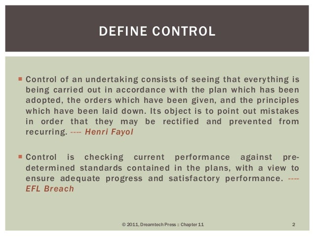 Chapter 11 controlling function of management