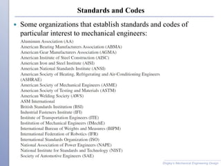 Standards and Codes
 Some organizations that establish standards and codes of
particular interest to mechanical engineers:
Shigley’s Mechanical Engineering Design
 