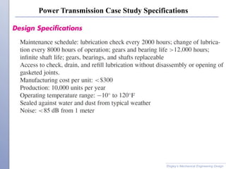 Power Transmission Case Study Specifications
Shigley’s Mechanical Engineering Design
 