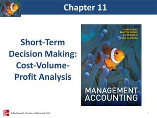 © McGraw-Hill Education (UK) Limited 2013
Short-Term
Decision Making:
Cost-Volume-
Profit Analysis
Chapter 11
1
 