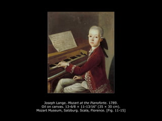Joseph Lange. Mozart at the Pianoforte. 1789.
Oil on canvas. 13-6∕8 × 11-13∕16" (35 × 30 cm).
Mozart Museum, Salzburg. Scala, Florence. [Fig. 11-15]
 