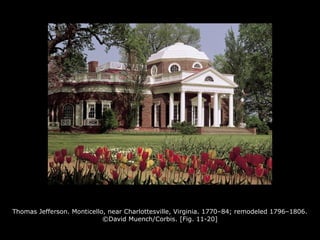 Thomas Jefferson. Monticello, near Charlottesville, Virginia. 1770–84; remodeled 1796–1806.
©David Muench/Corbis. [Fig. 11-20]
 
