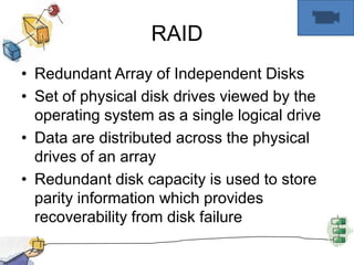 RoadmapI/O DevicesOrganization of the I/O FunctionOperating System Design IssuesI/O BufferingDisk SchedulingRaidDisk CacheUNIX SVR4 I/OLINUX I/OWindows I/O