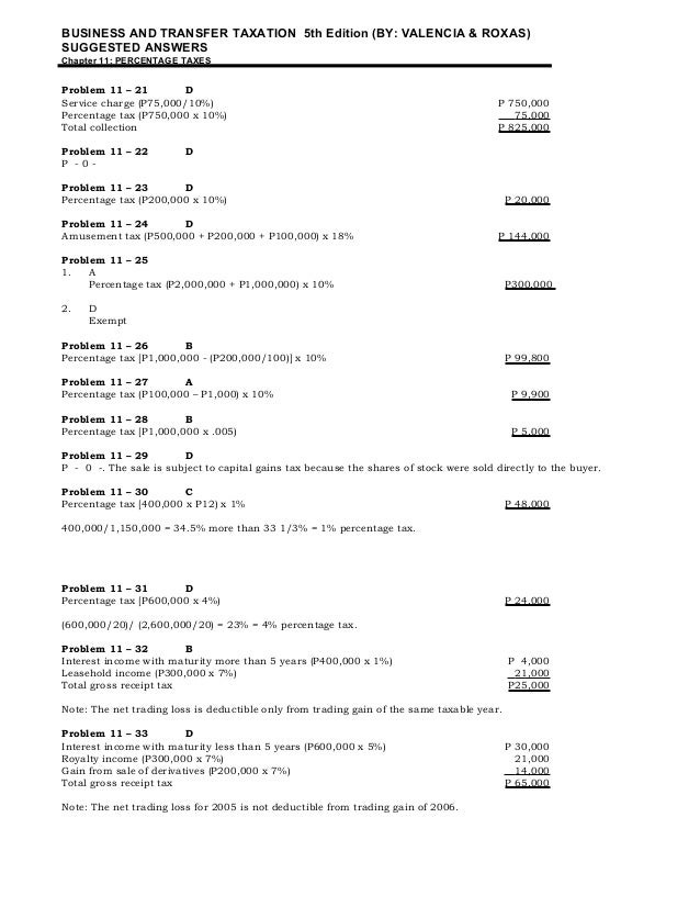 BUSINESS AND TRANSFER TAXATION BY VALENCIAROXAS 5TH EDITION PDF