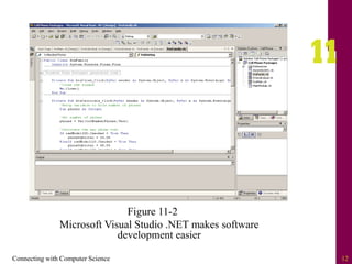Connecting with Computer Science 12
Figure 11-2
Microsoft Visual Studio .NET makes software
development easier
 