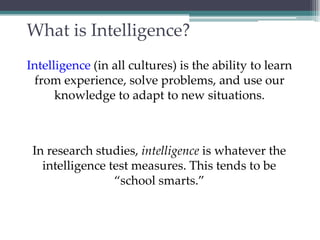 Chapter 11 ap psych- Intelligence | PPT