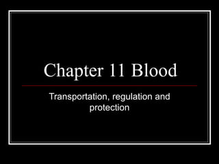 Chapter 11 Blood
Transportation, regulation and
         protection
 