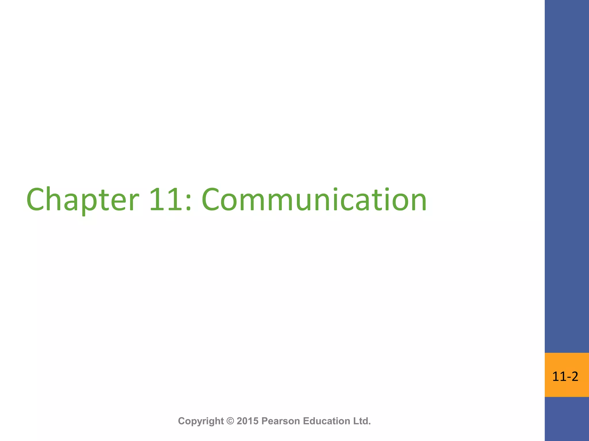 Copyright © 2015 Pearson Education Ltd.
Chapter 11: Communication
11-2
 