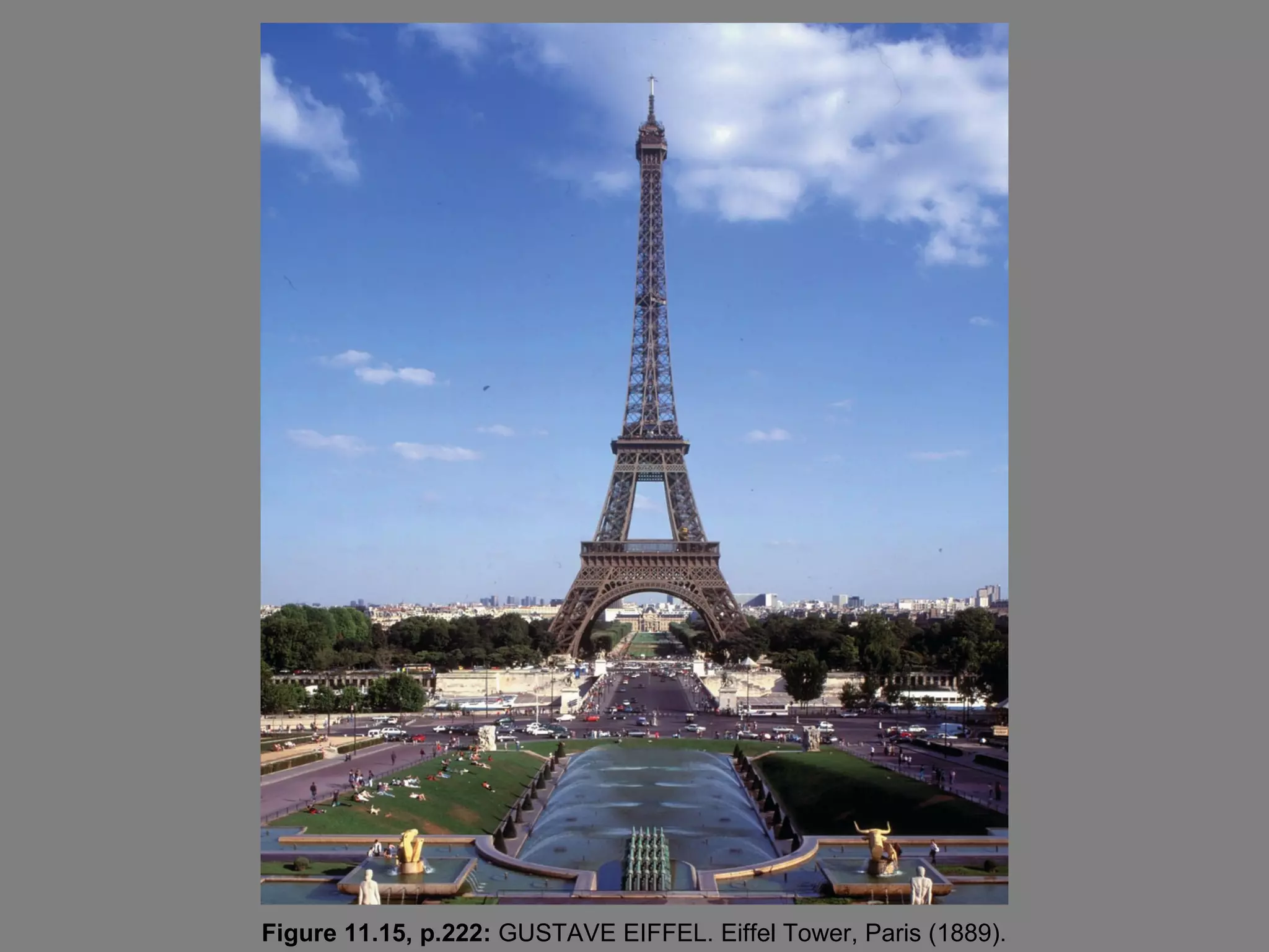 Figure 11.15, p.222: GUSTAVE EIFFEL. Eiffel Tower, Paris (1889).
 