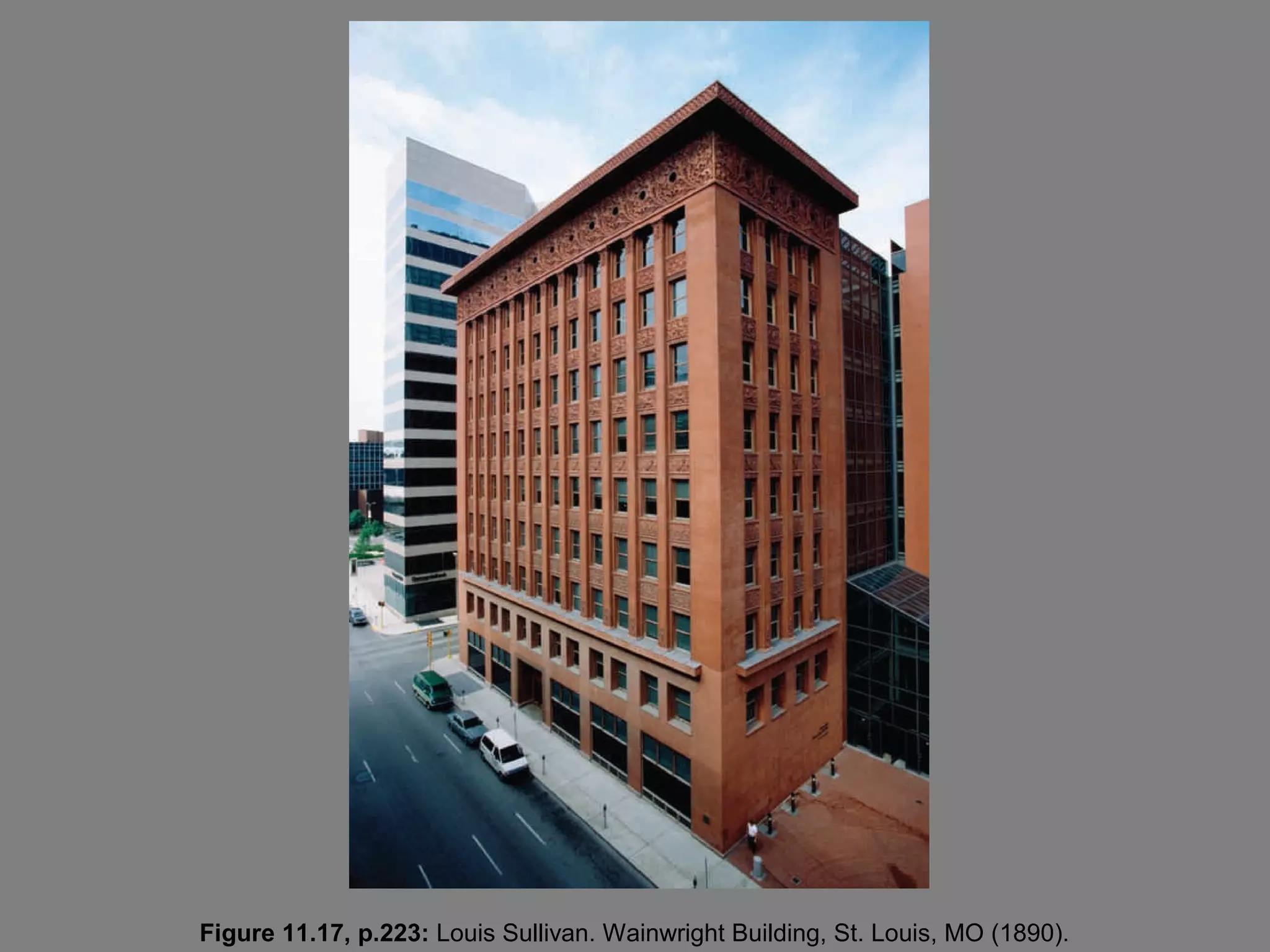 Figure 11.17, p.223: Louis Sullivan. Wainwright Building, St. Louis, MO (1890).
 