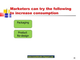 Marketers can try the following to increase consumption Packaging Product  Re-design 