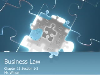 Business Law Chapter 11 Section 1-2 Mr. Whisel 