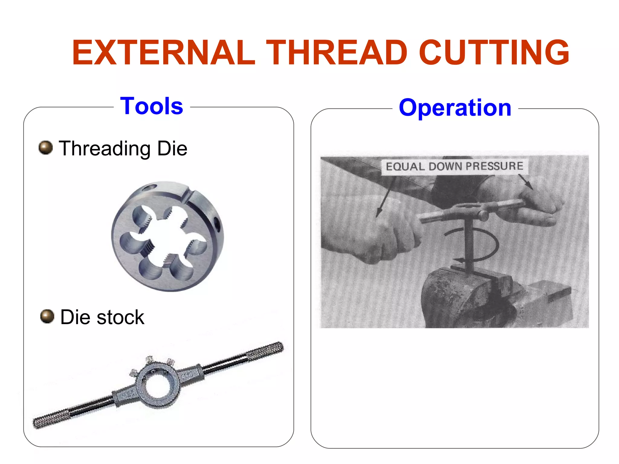 EXTERNAL THREAD CUTTING Threading Die Die stock Tools Operation 
