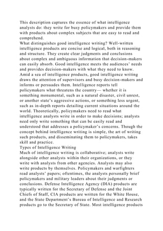 Intelligence Writing Process Chapter 11Writing and Briefing for the Intelligence CommunityG.docx