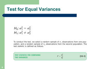 Test for Equal Variances 