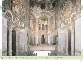 Figure 12-8  Interior of San Vitale (looking from the apse into the choir), Ravenna, Italy, 526–547.  