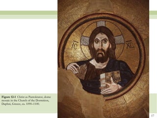 Figure 12-1  Christ as Pantokrator, dome mosaic in the Church of the Dormition, Daphni, Greece, ca. 1090–1100. 