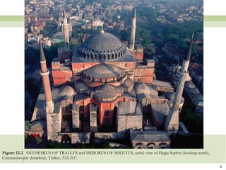 Figure 12-2  ANTHEMIUS OF TRALLES and ISIDORUS OF MILETUS, aerial view of Hagia Sophia (looking north), Constantinople (Istanbul), Turkey, 532–537.  