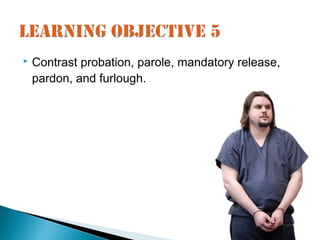    Contrast probation, parole, mandatory release,
    pardon, and furlough.
 