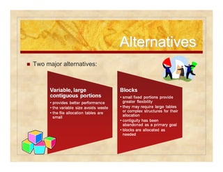 AAlltteerrnnaattiivveess 
 Two major alternatives: 
 
