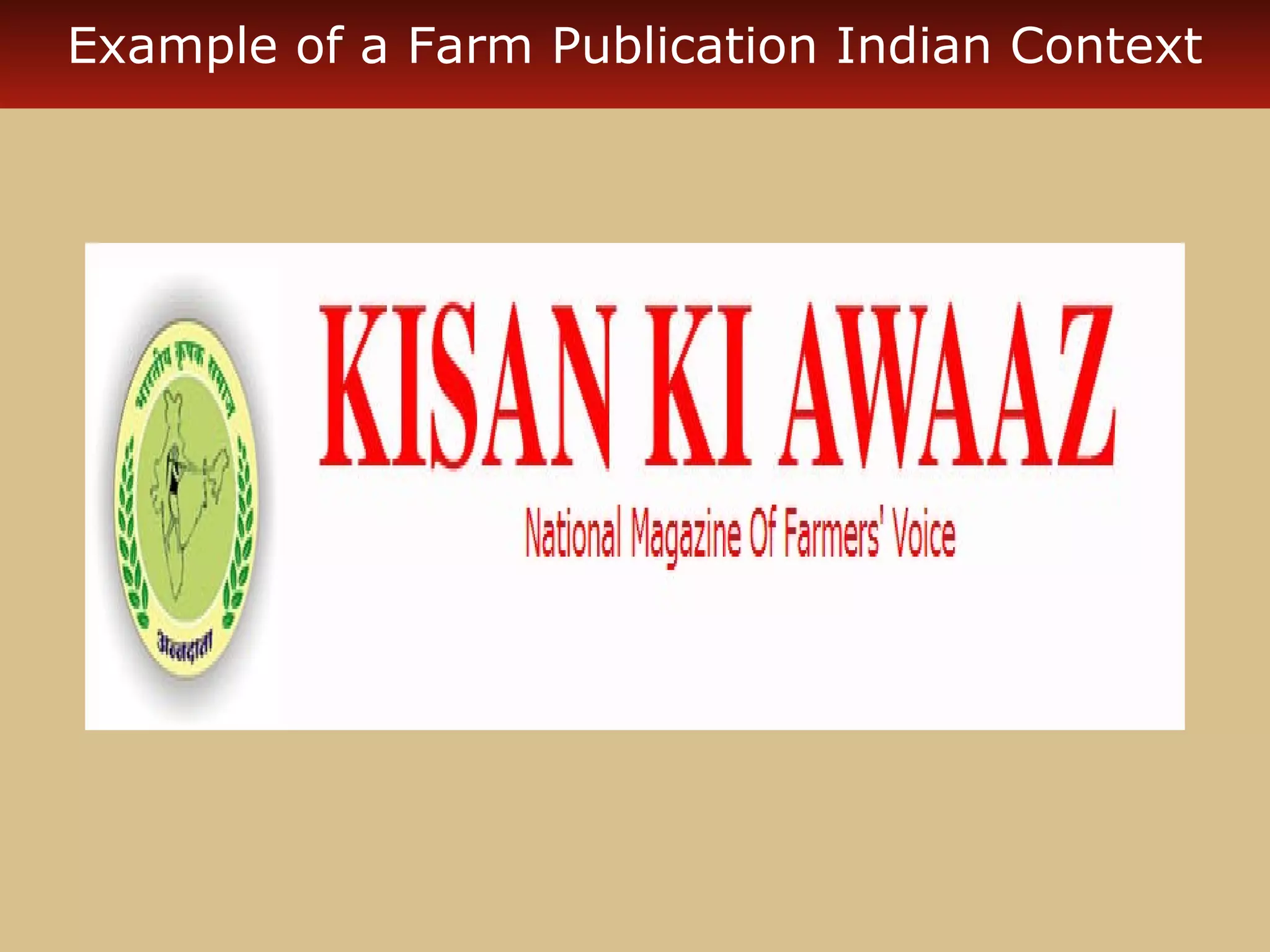 Example of a Farm Publication Indian Context 
 