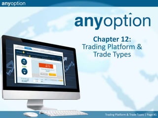 Chapter 12: 
Trading Platform & 
Trade Types 
Trading Platform & Trade Types | Page #1 
 