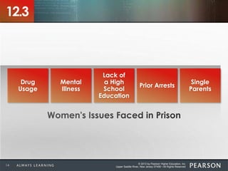 © 2013 by Pearson Higher Education, Inc
Upper Saddle River, New Jersey 07458 • All Rights Reserved14
12.3
Drug
Usage
Lack of
a High
School
Education
Mental
Illness
Prior Arrests
Single
Parents
 